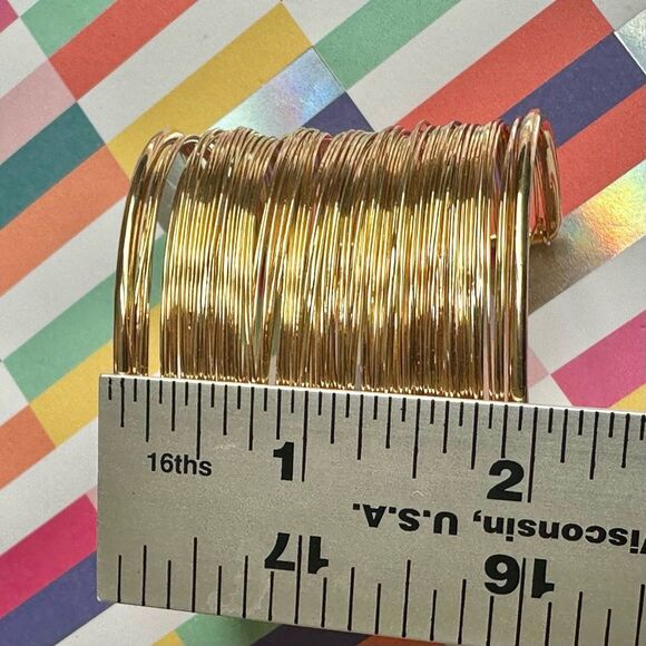 Wide Gold tone Wire  wide Wrap Cuff Bracelet - Picture 6 of 8